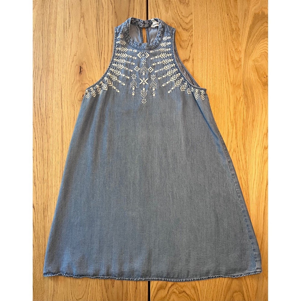 Speechless Embroidered Denim Halter Dress Womens Size Large Blue Boho Summer - Picture 3 of 9